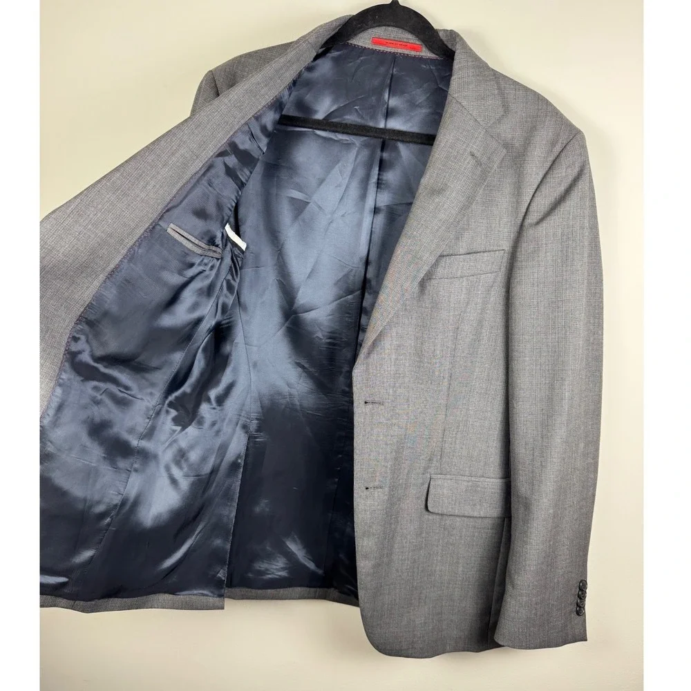 Carolina Herrera Mens Grey Two Button Blazer Jacket Made in Spain Size 42R
